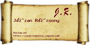 Józan Rázsony névjegykártya